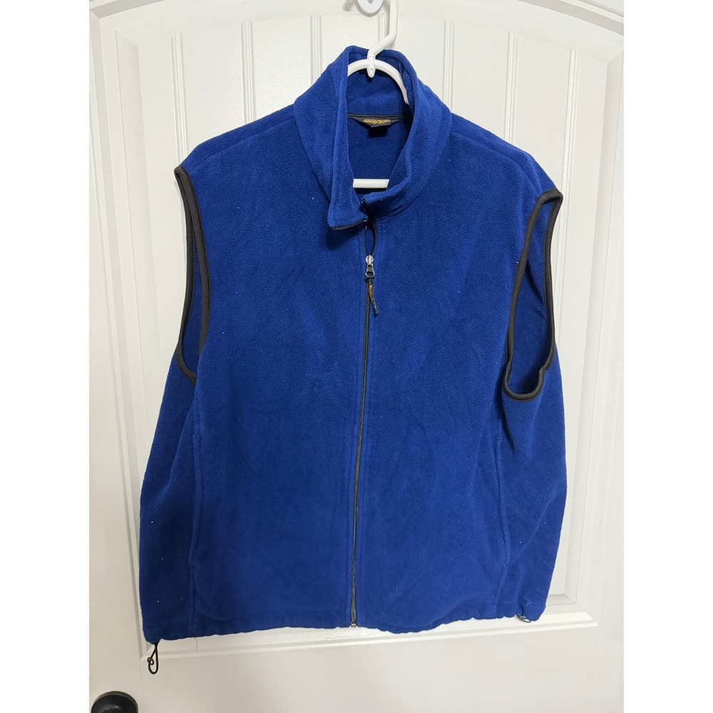 Woolrich Vest Mens Large Blue Full Zip Fleece Mock Neck Adjustable Hem EUC